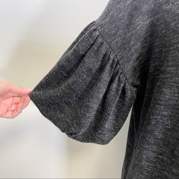 Forever 21 Heathered Gray Knit 3/4 Length Puff Sleeves Dress NWT - Picture 3 of 7